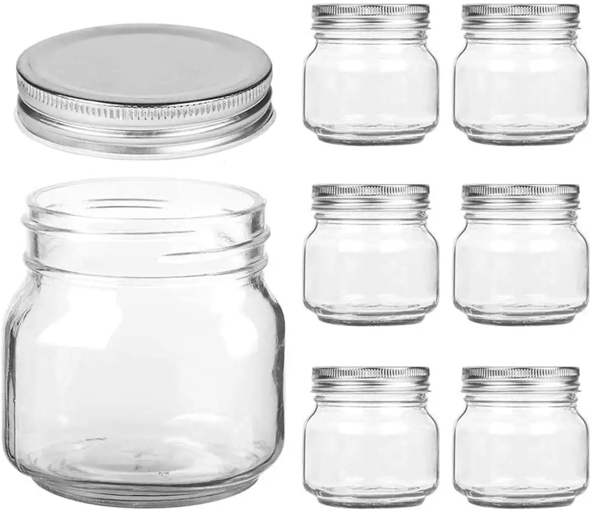 Hot Koop 8Oz Glas Voedsel Opslag Mason Jar Inblikken Pot Glas Containers Met Metalen Deksel