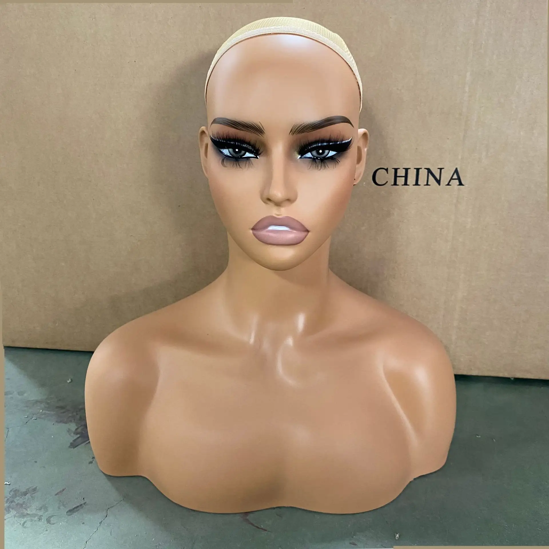 Pvc Mannequin Hoofd Met Schouders Voor Pruik