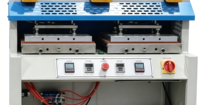 Presse à tiges de chaussures double station FS-820, moteur 3KW haute vitesse, fonctionnement simultané silencieux, haute efficacité pour la fabrication de chaussures