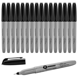 Stylos marqueurs à pointe ultra fine noire de 0,4 mm, pointe en feutre pour une utilisation sur plusieurs surfaces - Marqueurs permanents sur plastique, bois, pierre, métal, verre - Product Image 1