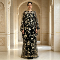 Abaya élégante de luxe pour adultes, en polyester et dentelle, à manches longues, avec accents dorés, pour le printemps et l'automne, mode du Moyen-Orient, Dubaï