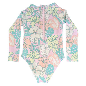 Maillot de bain une pièce à manches longues pour filles, imprimé plage estival mignon, maillot de bain hawaïen personnalisé en nylon doux pour filles - Product Image 5