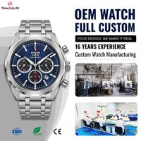 Montre à quartz chronographe solaire OEM personnalisée EPSON VS75 Alpha Hands Jubilee Bracelet 20ATM avec cadran Sunburst