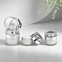 Pot cosmétique de luxe à double paroi en acrylique, vide, pour crème visage, rond, en plastique, avec couvercle argenté, pour soins de la peau