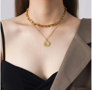 Collar de acero inoxidable con colgante de sol, Estrella y Luna, regalo de Navidad, 2020 - Product Image 2