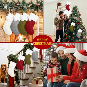 Calcetines Navideños Tejidos, Decoraciones para Reuniones Familiares, Regalos para el Árbol, Adornos Colgantes de Poliéster de Estilo Tradicional - Product Image 5