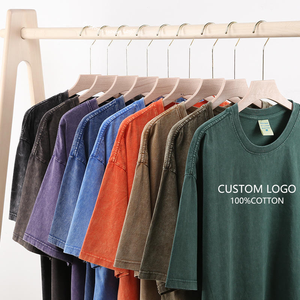 사용자 정의 Dtg 인쇄 그래픽 100% 면 빈 티 하이 퀄리티 힙합 남여 공용 특대 헤비웨이트 산성 세척 빈티지 남자 t 셔츠 - Product Image 2