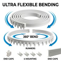 Rail de rideau incurvé en plastique robuste, moderne et minimaliste, écologique, pour usage domestique, 6 m de long, accessoires pliables pour fixation murale