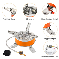 Extérieur Coupe-Vent Mini Camping Cuisine Pique-Nique 3 Brûleurs Cuisinière Réchaud Pliable En Acier Portable Camping Réchaud À Gaz En aluminium En Gros