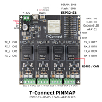 Placa de Desarrollo LILYGO T-Connect ESP32-S3, Módulo de Relé de Bus RS485/CAN Aislado de 4 Canales, Compatible con Wi-Fi 6/Bluetooth 5.0