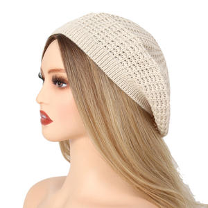 Chapeau béret en tricot d'hiver uni pour <span class=keywords><strong>femme</strong></span>, chaud, en <span class=keywords><strong>crochet</strong></span>, chapeau de peintre polyvalent pour <span class=keywords><strong>femme</strong></span> - Product Image 4