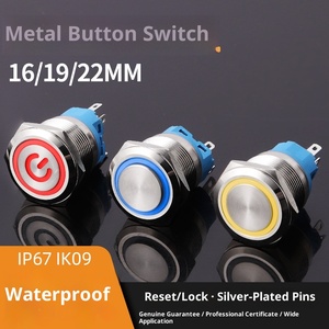Nút đồng thau 22mm chuyển đổi ánh sáng tự khóa không thấm nước Vòng điện tiêu chuẩn sửa đổi xe IP67 10A 250V <span class=keywords><strong>LED</strong></span> chiếu sáng - Product Image 3