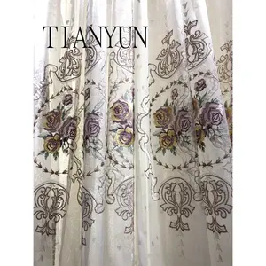 New Latest Home Decoration Embroidery Sheer Gauze Lace Curtain Floral Designs 2024 For Windows