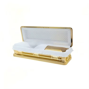 Ataúd Metálico Dorado de Estilo Europeo, Personalizable, Duradero y de Alta Calidad para Funerarias - Product Image 2