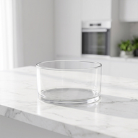 Bol de service classique rond en plastique transparent avec couvercle en bois et poignée amovible pour salades, fruits et collations – Vente en gros