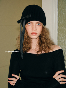 Chapeau en <span class=keywords><strong>laine</strong></span> australienne Jennie sans couture, tricoté en une seule pièce, avec nœud, pour l'automne et l'hiver - Product Image 1