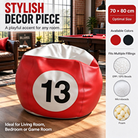 Fauteuil pouf en cuir PU imperméable, convertible en forme de billard, siège de canapé extra doux pour la lecture et les jeux