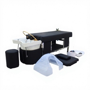 KISEN Équipement professionnel de salon : Lit de lavage capillaire chauffant à LED avec circulation d'eau et vapeur, Chaise de shampoing - Product Image 1