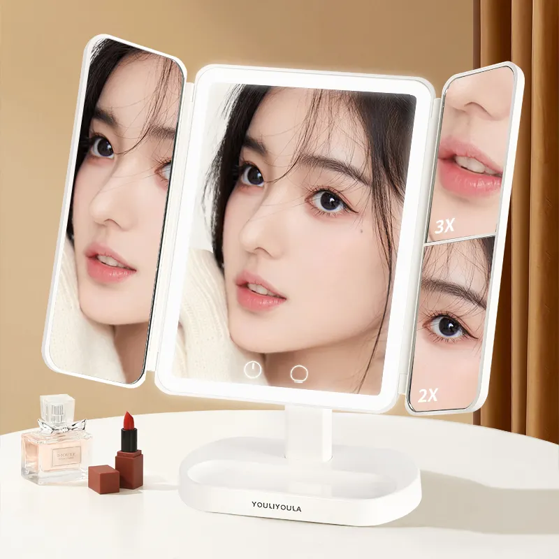 Einstellbare Helligkeit Berührungsschalter Sensor Badezimmer Beauty Light Mirror tragbar Kosmetik Mode smart rund LED Make-up-Spiegel