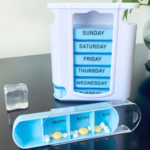 NBBLUESKY Pastillero Semanal de 28 Compartimentos, Organizador de Medicamentos de Plástico, Dispensador de Tabletas, Estuche - Product Image 6