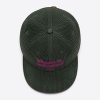 Casquette Vintage Personnalisée 6 Panneaux en Velours Côtelé avec Broderie Chenille Effet Serviette, Visière Plate, Style Sportif, en Caoutchouc, Fabricant OEM ODM, Lettre Ajustable