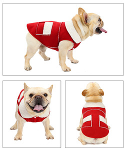 Gilet d'hiver pour animaux de compagnie en gros, gilet en polaire Sherpa pour chien, manteau chaud d'hiver pour animaux de compagnie avec poches et boutons, vêtements pour chiots de petite taille - Product Image 2