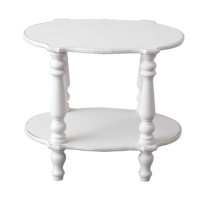 Décoration de ferme de luxe fait à la main KD Table basse d'appoint en bois blanc Table basse en bois rustique à 2 niveaux Table d'appoint avec étagère inférieure