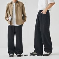 Pantalon décontracté homme printemps-été 2025 en sergé de coton respirant et doux au toucher, coupe ample, jambe droite, taille élastique, style urbain streetwear
