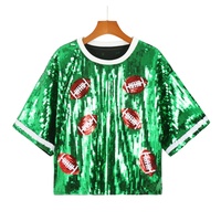 Hauts en jersey personnalisés à paillettes lèvres brillantes pour femmes, chemises courtes à sequins, vente en gros