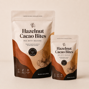 Sachets Doypack mats de qualité alimentaire avec fermeture éclair, imprimés sur mesure, refermables, pour morceaux de noisettes et de cacao - Product Image 4
