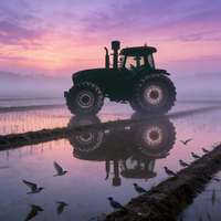 Tracteur agricole lourd 240 CV 4x4 avec moteur diesel et système hydraulique PTO pour travaux agricoles