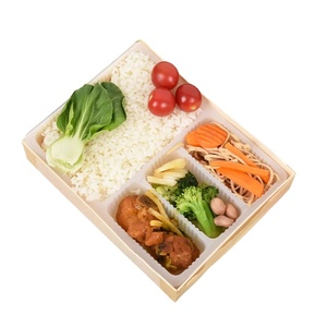 Caja plegable de comida rápida desechable sin terminar <span class=keywords><strong>al</strong></span> por mayor, contenedor de madera <span class=keywords><strong>para</strong></span> ensalada a prueba de grasa con tapa de madera - Product Image 1