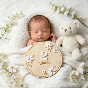 Nouveauté : Accessoires photo pour baby shower, cadeaux, plaque d'annonce de naissance <span class=keywords><strong>en</strong></span> bois motif marguerite, panneaux de jalons mensuels <span class=keywords><strong>en</strong></span> bois pour nouveau-né - Product Image 2