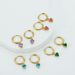 Aros de Acero Inoxidable con Baño de Oro, Diseño de <span class=keywords><strong>Amor</strong></span>, con Circonitas de Lujo, Estilo Vintage, Unisex, Regalo Certificado de Alta Calidad para el <span class=keywords><strong>Verano</strong></span> - Product Image 4