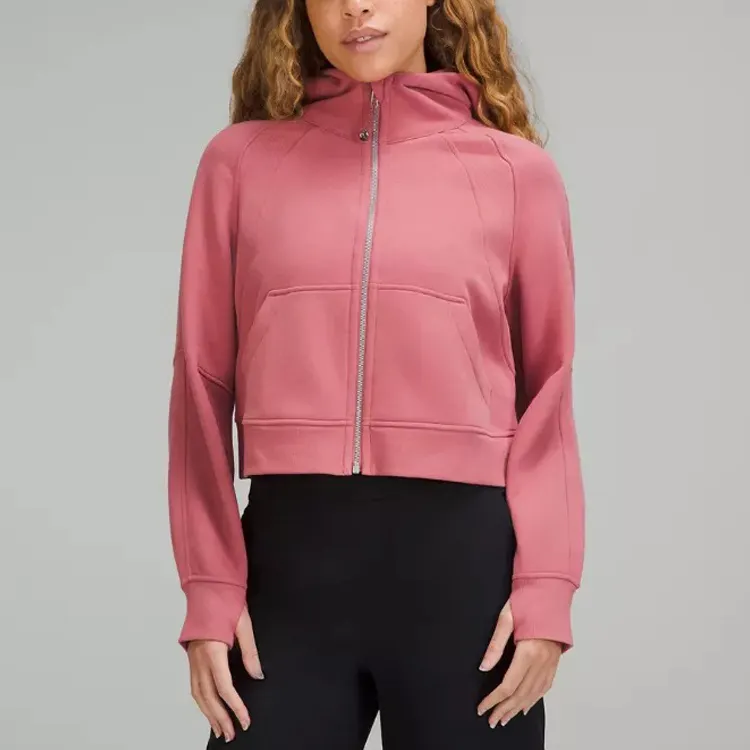 2023 giacca con cappuccio rosa oversize allentata con Zip intera di alta qualità con cerniera per donna