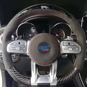 Светодиодное рулевое колесо из углеродного волокна для алькантары Mercedes Benz AMG A45 C63 G63 G63 AMG, выхлопные аксессуары