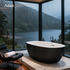 <span class=keywords><strong>Baignoire</strong></span> autoportante ovale en <span class=keywords><strong>acrylique</strong></span> portable de 67 pouces avec fonction de trempage, utilisation en intérieur, drain, résistante aux taches, finition sans joint - Product Image 2