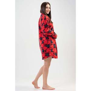 Tunique en polaire rouge pour femmes, robe de nuit décontractée à manches longues et douce - Product Image 2