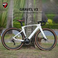 Vélo de route professionnel en fibre de carbone Gravel V3 avec groupe de transmission sans fil 12 vitesses WheelTop EDS TX, suspension intégrale confortable et stable