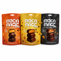 Sachet Doypack Mat Imprimé Coloré de Qualité Alimentaire pour Bouchées de Chocolat Végétalien, Bonbons et Snacks au Beurre de Cacahuète