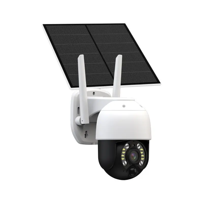 Kamera Panel surya 5W, lampu keamanan luar ruangan dengan kamera WiFi 3MP kamera pengintai penglihatan malam rumah IP66 PTZ pelacakan kamera NDI