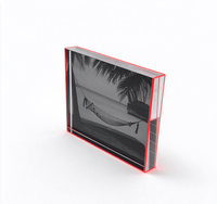 Cadre photo en acrylique, cadre d'affichage d'image transparent pour bureau avec bord rouge, bloc d'image imprimé sur mesure pour la maison, le bureau et les cadeaux