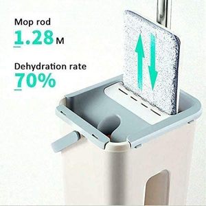 High Quality Stainless Steel Flat <b>Mop</b> with Self-Wringer and Telescopic Handle Magic Squeeze for <b>Dry</b> Wet Cleaning Home Use - Product Image 5
