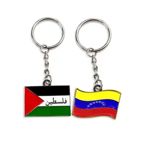 Custom Metalen Sleutelhangers Promotionele Emaille Sleutelhangers Palestine Sleutels En Vlaggen