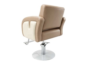Sillón de Peluquería Hidráulico Moderno Beige de Dos Tonos, Silla de Estilista Minimalista de Cuero para Salón de Belleza - Product Image 4