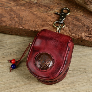 LLavero de Piel de Vaca Auténtica Retro Vintage, Funda de Cuero Curtido con Cremallera, Estilo Vintage, Hecha a Mano, Estilo Indio - Product Image 4