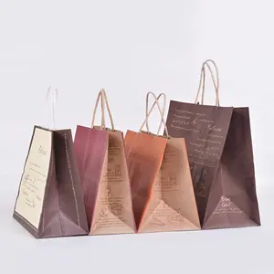 Customize Pattern wholesale price biodegradable red wine kraft paper bag large paper bags food kraft