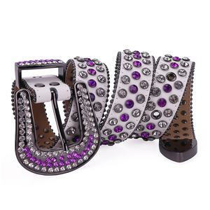 Cinturón Tengmei de Diamantes Morados para Hombre y Mujer, Cinturón de Cuero con Cambio de Color UV Morado, Cinturón de Moda con Pedrería, Correa de Cristal BB <span class=keywords><strong>Simon</strong></span> - Product Image 5