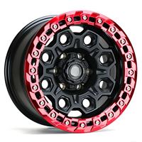 Rines Todoterreno Forjados Junman de 17-20 Pulgadas con Beadlock Rojo y Negro 6x135/139 7 Rines de Aleación OR021 para Camioneta SUV Wrangler para F150