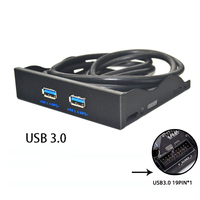 Hub USB 3.0 double port 19 broches et 9 broches pour panneau avant de boîtier PC de bureau, convertisseur d'extension de baie de disquette 3,5 pouces en stock